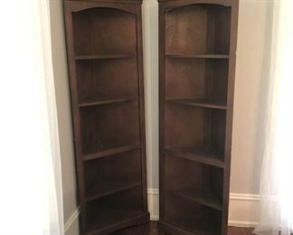 90. Pair of Custom Made Alder Corner Cabinets.