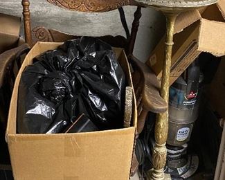 Pressed back oak desk chair/fern stand.