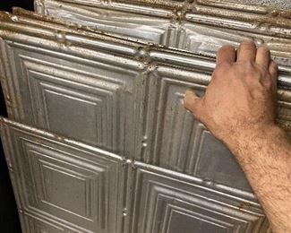 Stamped tin ceiling tile.