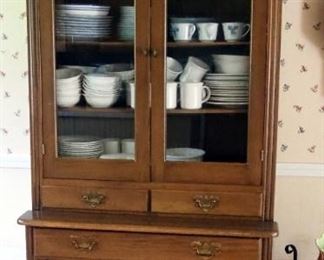 Solid Wood 4 Door China Cabinet With Dovetail Construction, 79.5" x 38.5" x 22"