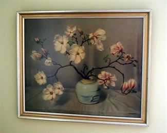 Framed Under Glass Herm. Hugh Berten Dogwood Flower Print 22" x 26"