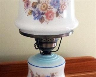Vintage Hurricane Style Table Lamp With Glass Shade, 19.5" Tall, Ceramic Urn Style Table Lamp, 23" Tall