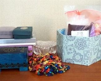 Jewelry Box Assortment, Jewelry Bags, And Assorted Necklaces And Earrings