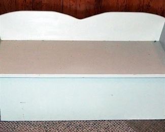 Painted Wood Childs Toybox/Bench With Hinged Lid, 19" x 40" x 19"