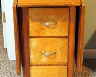 Hand Crafted Oak Drop Leaf Table With 3 Drawers, 29" x 48" x 28"