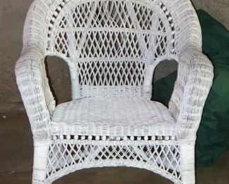Woven Wicker Armchair With Matching Rocker, Includes Outdoor Protective Covers