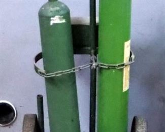 Safety Laboratories Oxygen Sphere Model S5000 And Portable Oxygen Tanks On 2 Wheel Dolly