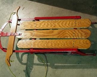 Refurbished Metal And Wood Snow Sled, 38" Long