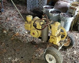 Vintage Gas Powered Air Compressor With Briggs And Stratton 5 HP Motor