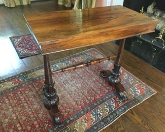 Nicely distressed Small table and small rug.