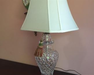 Crystal lamp with shade.