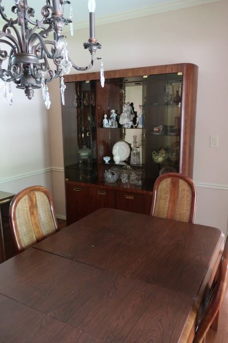 lighted china cabinet from Decor It is 16" deep- 62" wide and 80" tall