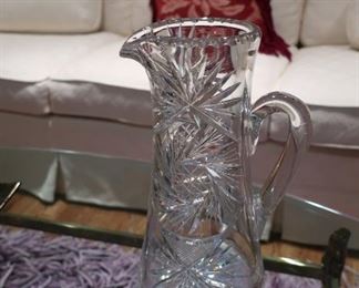 tall  glass  vintage  pitcher