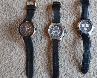 many  men's  watches,     Seiko, Swiss  Army, Millage.  Some  are  battery and  other  are  self  winding.