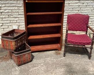 Victorian Style Armchair with Bookcase