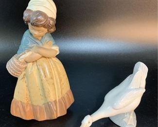 Lladro Girl/Nao Goose