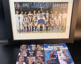2007-8 Signed UConn Women's Basketball Signed Framed Print. 2001-2 Magazines
