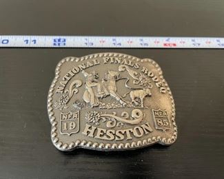 REDUCED!  $25.00 NOW, WAS $50.00.....................Hesston National Finals Rodeo NFR 1985 Third Edition Anniversary Series Fred Fellows Belt Buckle (G105)