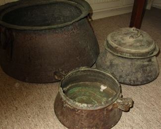 old pots copper and brass