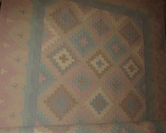 geometric rug  blues and pinks