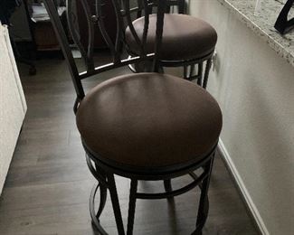 $190- Pair of ultra suede and metal bar stools 