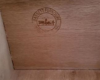 stamp noting made by Bassett Furniture