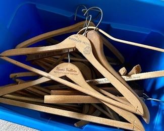 Vintage wood advertising hangers.