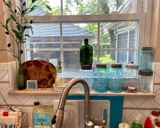 Old blue canning jars.