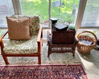 Many wicker storage baskets.