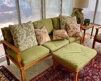 Weather resistant Claremont sofa & ottoman, Plow & Hearth.