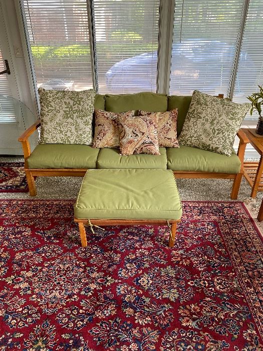 Claremont collection eucalyptus furniture with cushions.