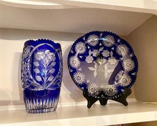 Cobalt cut-to-clear Bohemian glass.