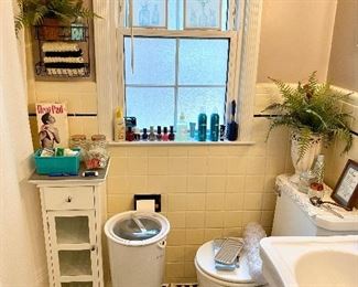 Bathroom with personal care items.