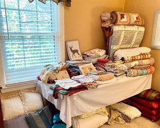 Table full of linens.