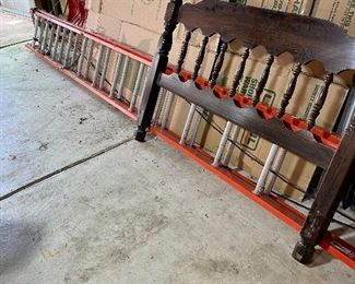 Extension ladder, traditional headboard.