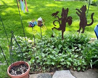 Whimsical garden stakes.