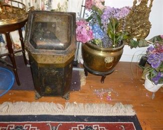 Old Coal Bin & brass planter