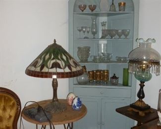 Cool corner cabinet, vintage glass