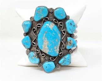 #926 • Native American Turquoise Sterling Silver Statement Cuff