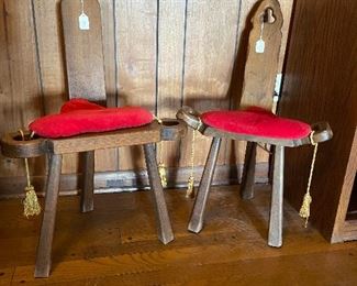 Antique birthing stools from Spain.  Great condition!