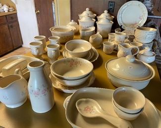 Large collection of Pfaltzgraff china "Tea Rose".