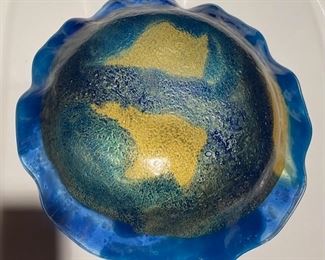 blue glass plate bottom