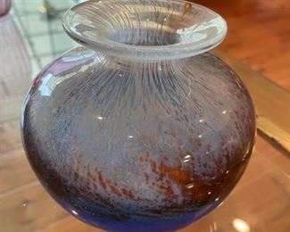 blue white & red vase