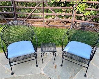 Item 7:  Woodard Rocker Armchairs - 24.5"l x 17"w x 33"h:  $195/ea                                                                                                                    Item 8:  (3) Woodard Side Tables - 12.5"l x 12.5"w x 14"h: $65/ea