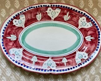 Item 44:  Casola Platter made in Positano - with Birds - 17.5" x 2": $48