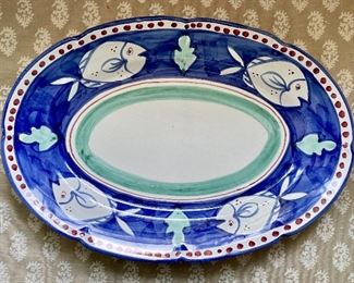 Item 45:  Casola Platter made in Positano -with Fish - 17.5" x 2": $48
