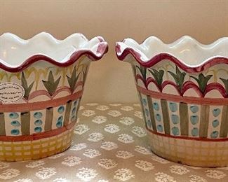 Item 48:  (2) MacKenzie-Childs Planters - 9.5" x 6": $95 each