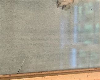 detail - please note small hairline crack in glass