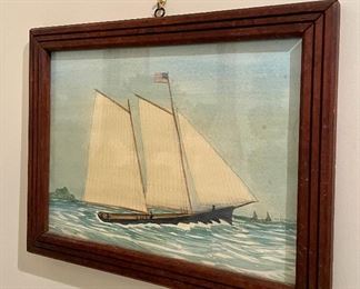 Item 56:  "Sailboat" Watercolor Signed Mary Maguire - 14.5" x 11.25":  $265