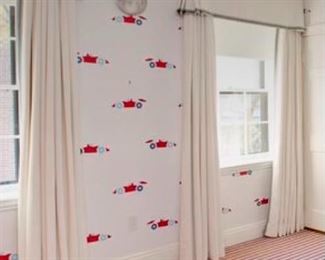 Item 62:  (4) Panel Window Treatments with Valance - 91"l: $350 per window